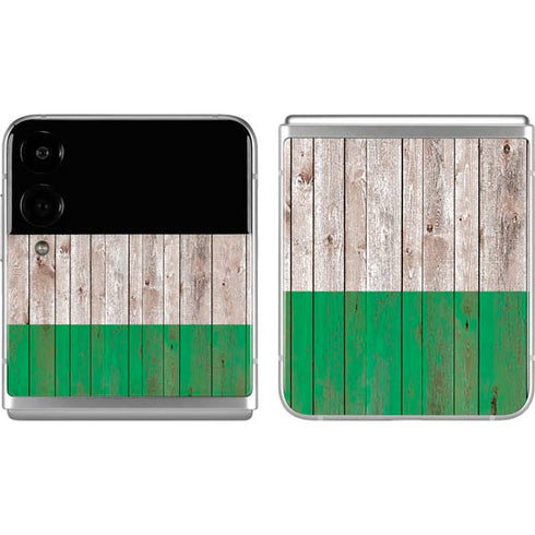 Ireland Flag Dark Wood Galaxy Z Flip4 5G Skin